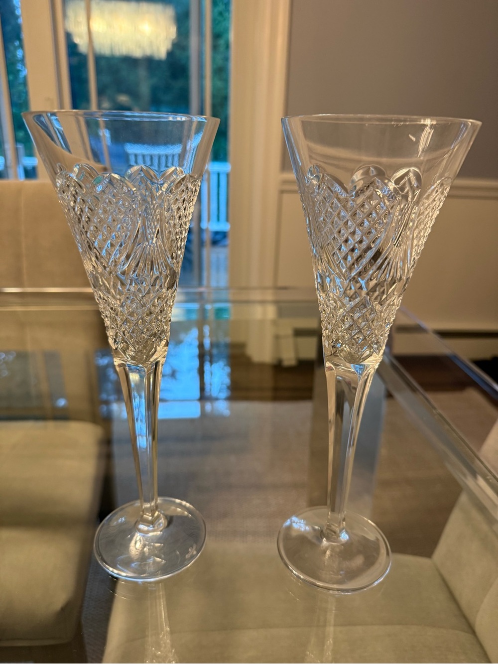 Pair of Waterford Celebration Crystal Cut Champagne Flutes